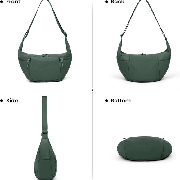 Nylon Crescent Crossbody Bag, Sloughy Shoulder Hobo Bag for Women, Lightweight M - Picture 7 of 7